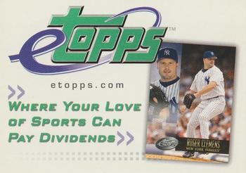 2002 Topps eTopps - Promos Single Player #NNO Roger Clemens Front