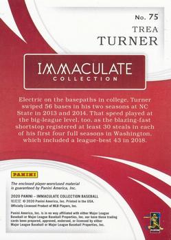 2020 Panini Immaculate Collection #75 Trea Turner Back