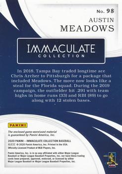 2020 Panini Immaculate Collection #98 Austin Meadows Back