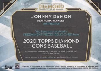 2020 Topps Diamond Icons - Preeminent Pieces Relics #PP-JDA Johnny Damon Back