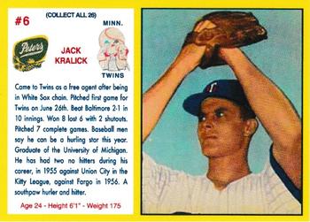 2020 1961 Peters Meats Minnesota Twins Reprint #6 Jack Kralick Front