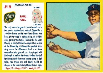 2020 1961 Peters Meats Minnesota Twins Reprint #19 Paul Giel Front