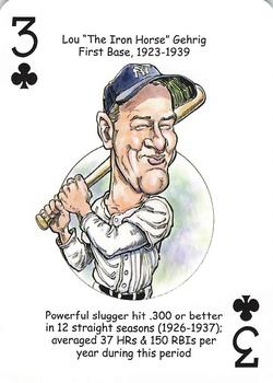 2012 Hero Decks New York Yankees Baseball Heroes Playing Cards (7th Edition) #3♣ Lou Gehrig Front