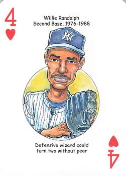 2012 Hero Decks New York Yankees Baseball Heroes Playing Cards (7th Edition) #4♥ Willie Randolph Front