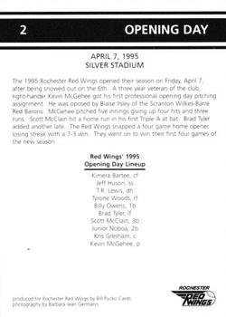 1995 Rochester Red Wings #2 Opening Day Back
