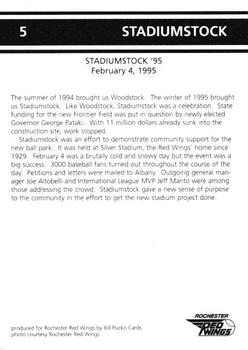 1995 Rochester Red Wings #5 Stadium Stock Back