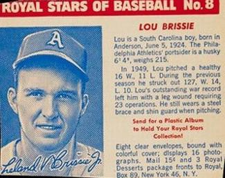 1950-52 Royal Stars of Baseball - Blue-Tinted #8 Lou Brissie Front