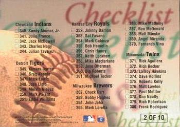 1996 Ultra - Checklists (Series Two) #2 Cecil Fielder Back