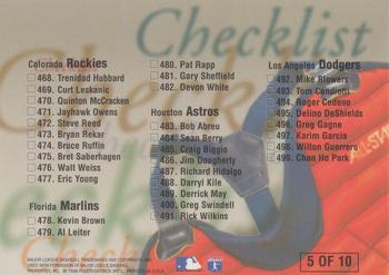 1996 Ultra - Checklists (Series Two) Gold Medallion #5 Derek Jeter Back
