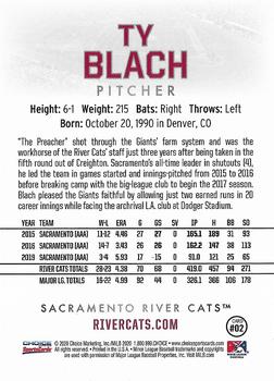 2020 Choice Sacramento River Cats Legends #02 Ty Blach Back
