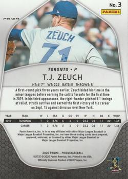 2020 Panini Prizm - Red, White and Blue Prizm #3 T.J. Zeuch Back