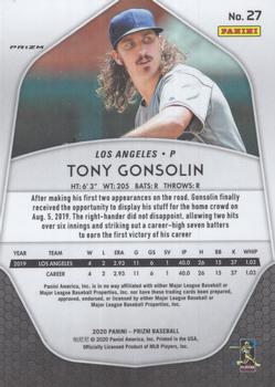 2020 Panini Prizm - Red, White and Blue Prizm #27 Tony Gonsolin Back