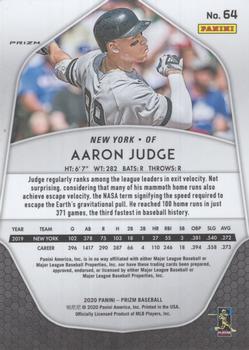 2020 Panini Prizm - Red, White and Blue Prizm #64 Aaron Judge Back