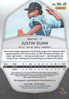 2020 Panini Prizm - Rookie Autographs #RA-JD Justin Dunn Back
