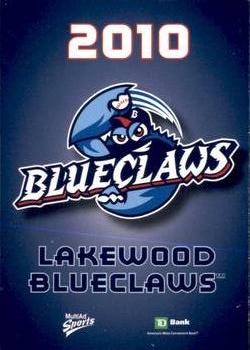 2010 MultiAd Lakewood BlueClaws SGA #1 Header Card Front