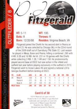 2010 MultiAd Peoria Chiefs #6 D.J. Fitzgerald Back