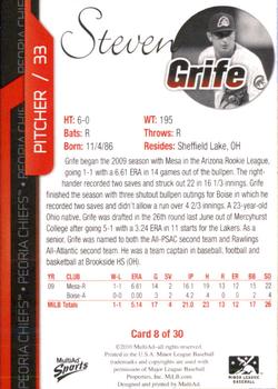 2010 MultiAd Peoria Chiefs #8 Steven Grife Back
