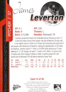 2010 MultiAd Peoria Chiefs #13 James Leverton Back