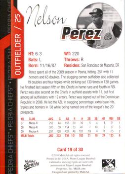 2010 MultiAd Peoria Chiefs #19 Nelson Perez Back