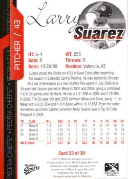 2010 MultiAd Peoria Chiefs #23 Larry Suarez Back