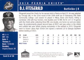 2010 MultiAd Peoria Chiefs SGA #6 D.J. Fitzgerald Back