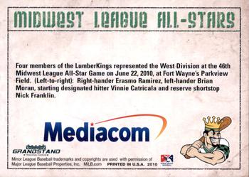 2010 Grandstand Clinton LumberKings Update 2 #NNO Midwest League All-Stars (Erasmo Ramirez / Brian Moran / Vinnie Catricala / Nick Franklin) Back