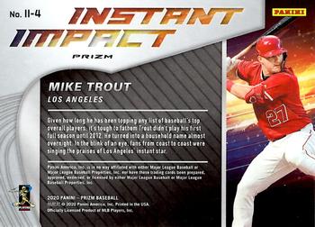 2020 Panini Prizm - Instant Impact Teal Wave Prizm #II-4 Mike Trout Back