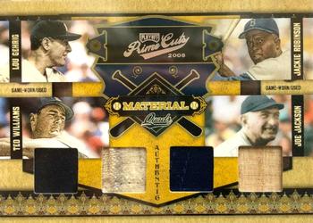 2008 Playoff Prime Cuts - Material Quads #4 Lou Gehrig / Jackie Robinson / Ted Williams / Joe Jackson Front