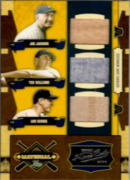 2008 Playoff Prime Cuts - Material Triples #2 Shoeless Joe Jackson / Ted Williams / Lou Gehrig Front