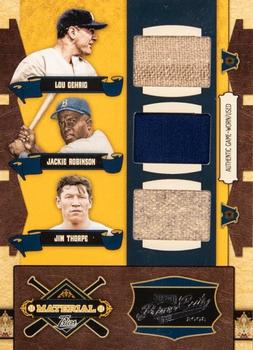 2008 Playoff Prime Cuts - Material Triples Prime #4 Lou Gehrig / Jackie Robinson / Jim Thorpe Front