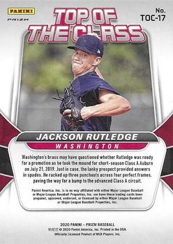 2020 Panini Prizm - Top of The Class Silver Prizm #TOC-17 Jackson Rutledge Back