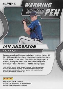 2020 Panini Prizm - Warming in the Pen #WIP-5 Ian Anderson Back