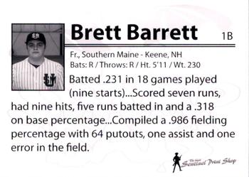 2010 Keene Swamp Bats #NNO Brett Barrett Back