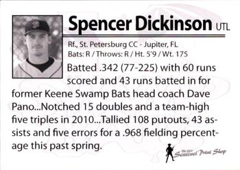 2010 Keene Swamp Bats #NNO Spencer Dickinson Back