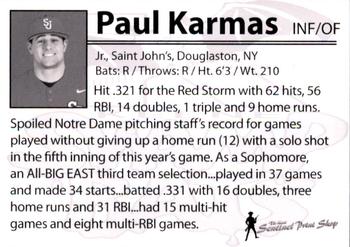 2010 Keene Swamp Bats #NNO Paul Karmas Back