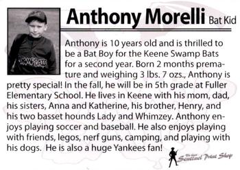 2010 Keene Swamp Bats #NNO Anthony Morelli Back