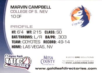 2010 Juco World Series Southern Nevada Coyotes #NNO Marvin Campbell Back