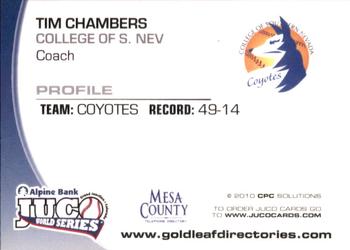 2010 Juco World Series Southern Nevada Coyotes #NNO Tim Chambers Back