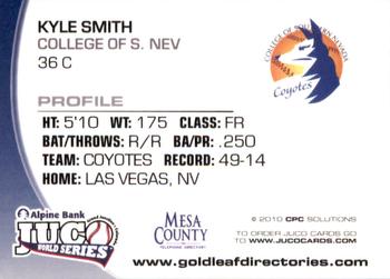 2010 Juco World Series Southern Nevada Coyotes #NNO Kyle Smith Back