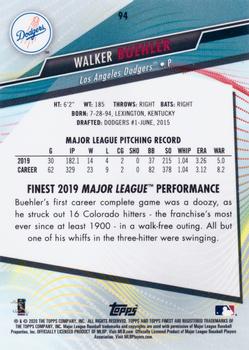 2020 Finest - Blue Refractor #94 Walker Buehler Back