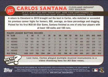 2020 Topps Big League - Blue #202 Carlos Santana Back