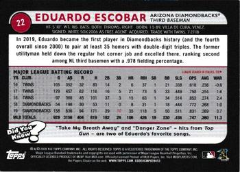 2020 Topps Big League - Orange #22 Eduardo Escobar Back