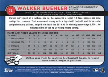 2020 Topps Big League - Orange #23 Walker Buehler Back