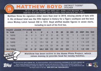2020 Topps Big League - Orange #26 Matthew Boyd Back