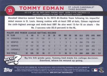 2020 Topps Big League - Orange #33 Tommy Edman Back