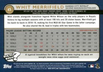 2020 Topps Big League - Orange #45 Whit Merrifield Back