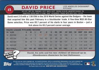 2020 Topps Big League - Orange #49 David Price Back