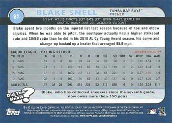 2020 Topps Big League - Orange #65 Blake Snell Back
