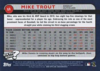 2020 Topps Big League - Orange #68 Mike Trout Back