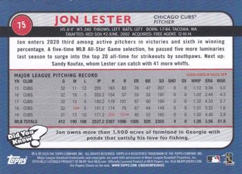 2020 Topps Big League - Orange #75 Jon Lester Back
